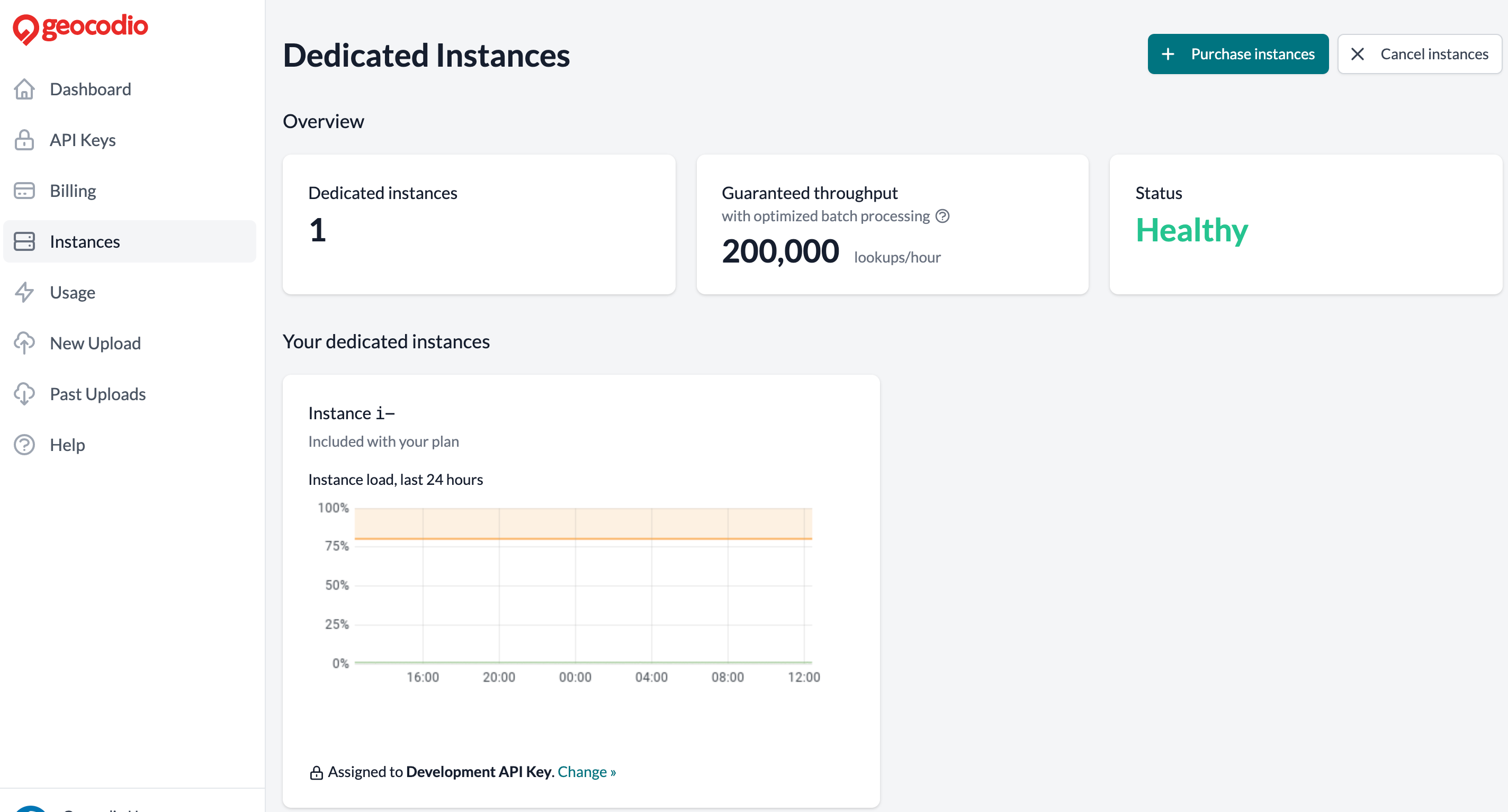 Screenshot of page to manage dedicated instance assignments